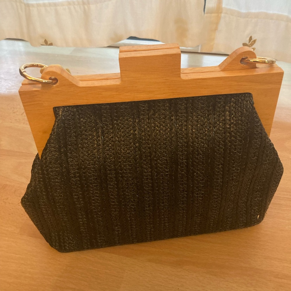 Black weave shoulder bag